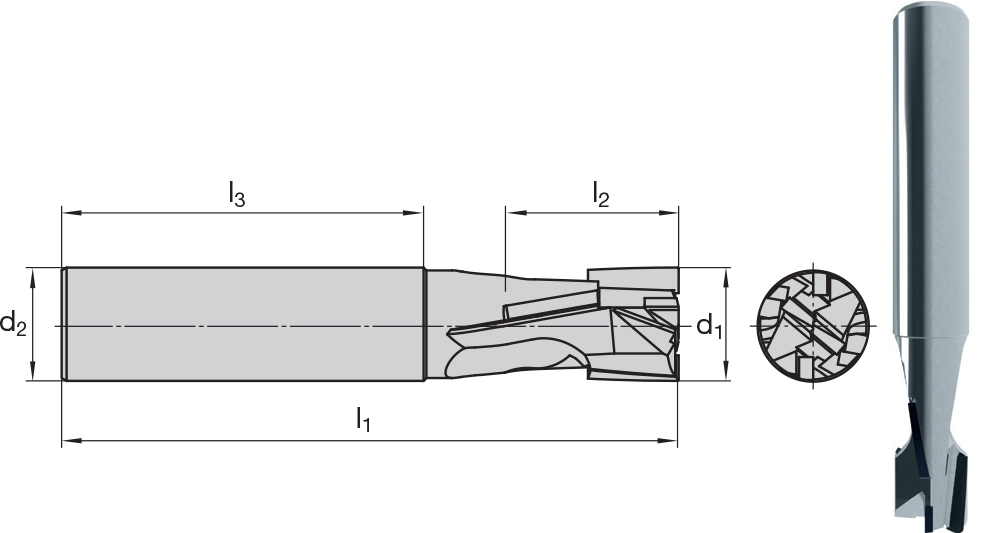 Фреза с разнонаправленными винтовыми канавками/Compression end mill
